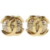 COCO Mark Earring Vintage Plated Gold/Rhinestone 34.1g Women Used