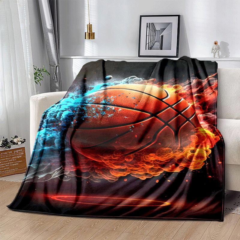 1pc Basketball Printing Lightweight Flannel Blanket, Comfortable and Warm Blanket, for Camping Sofa Bed and Couch Office, Suitable for Gift B