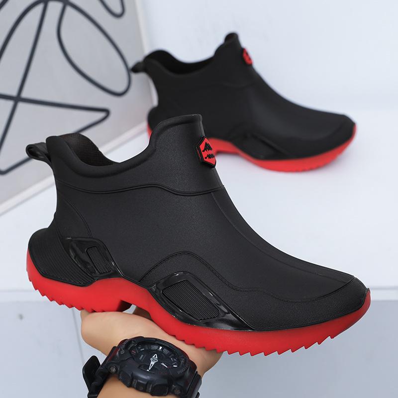 Fashion Fashionable Men's Women's Ankle Rain Boots Men's Non-slip Wear-resistant Waterproof Shoe Work Boots Suitable for Rainy Snowy Day