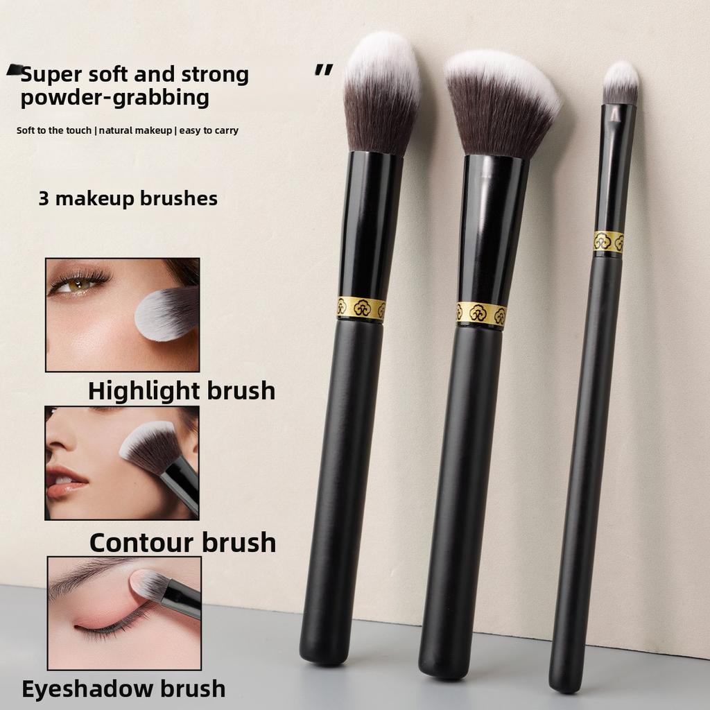 3 Makeup Brushes with Circles, Natural Smudge Highlight Brush, Contour Brush, Eyeshadow Brush, Lip Brush, No Stuck Powder, Beauty Tool Now