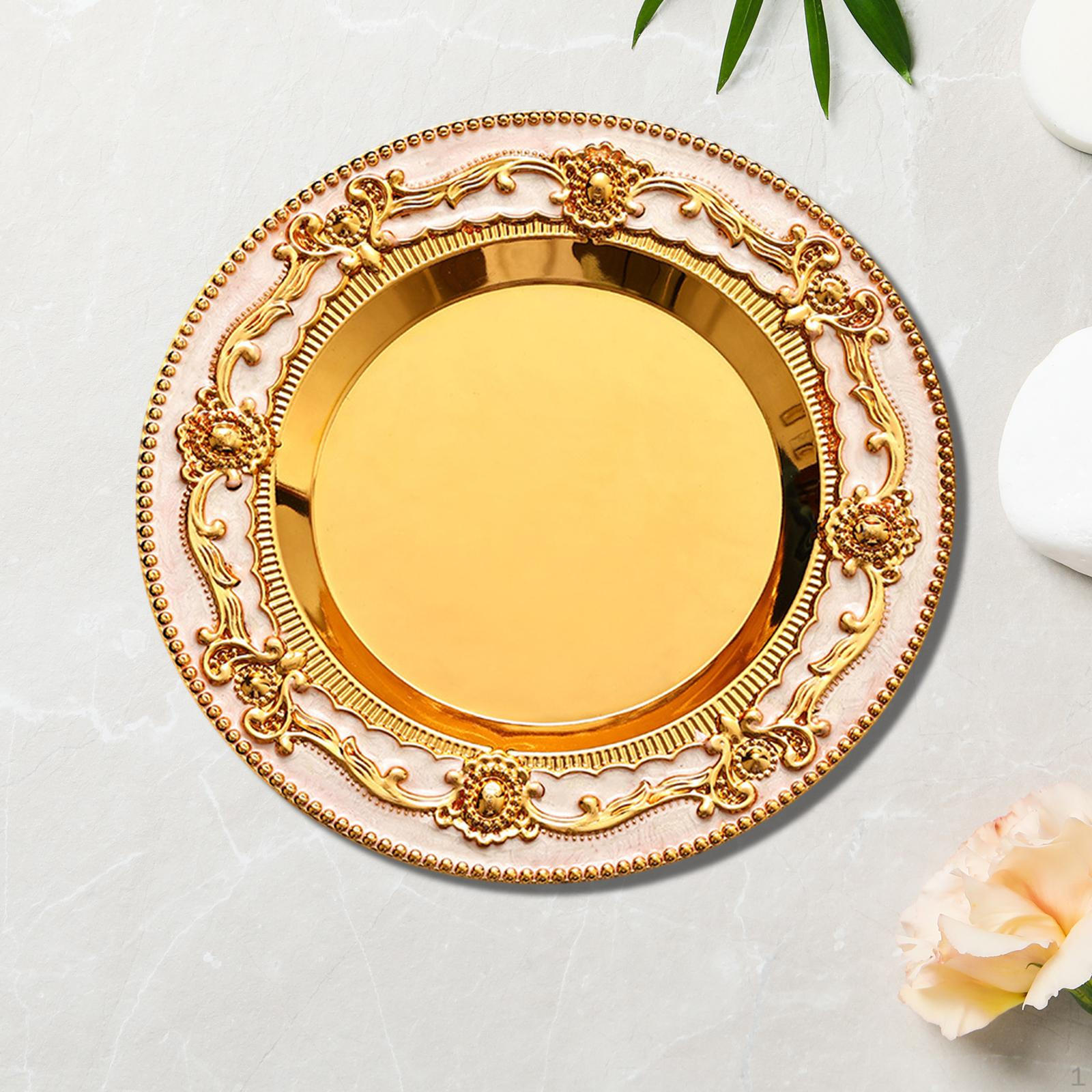 

Антикварная безделушка для украшений и свечей, винтажный сервировочный поднос Gold White