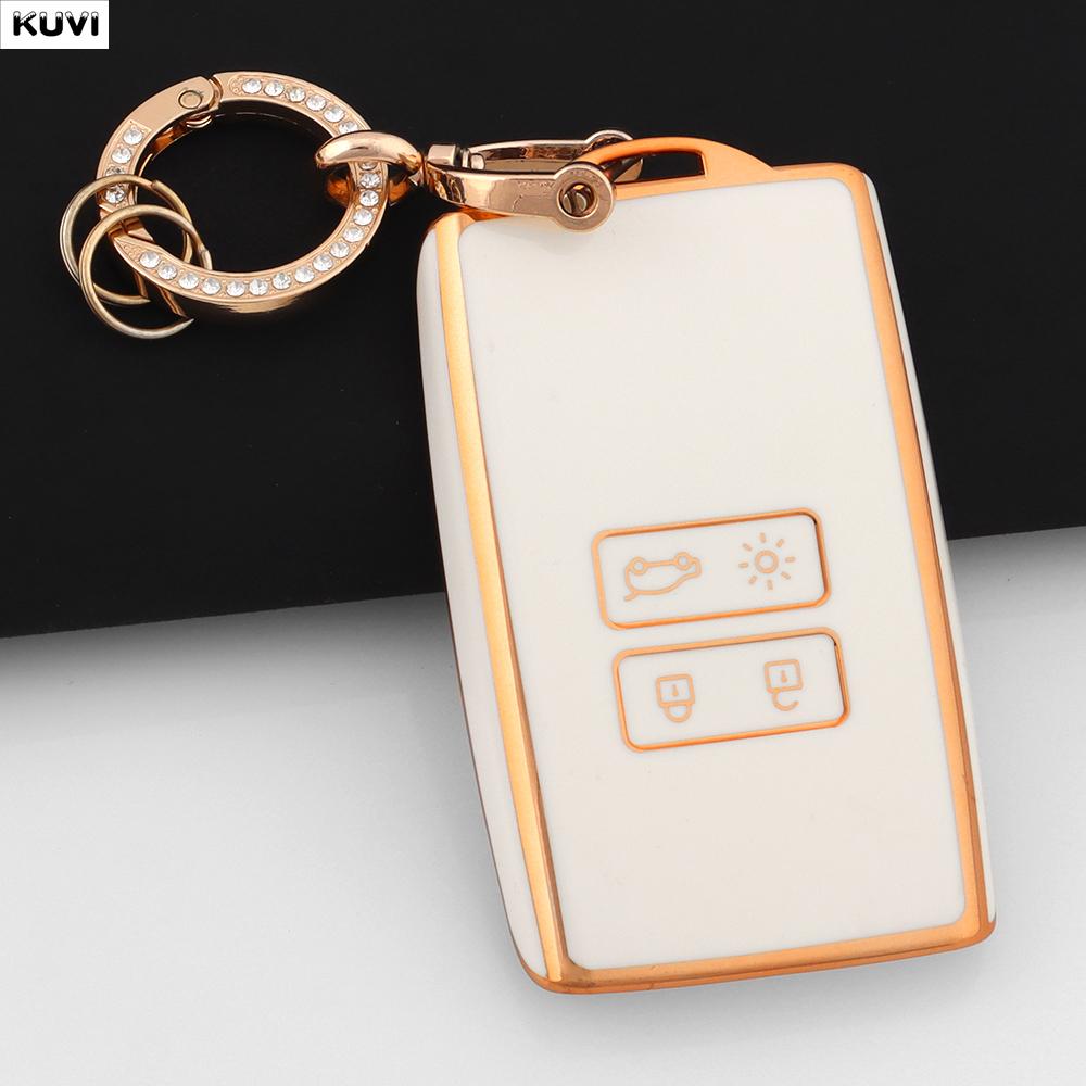 New Pink Tpu Car Key Case Cover Fob Keychain For Renault Koleos Captur Megane Clio Scenic Talisman Arkana For Dacia Sandero