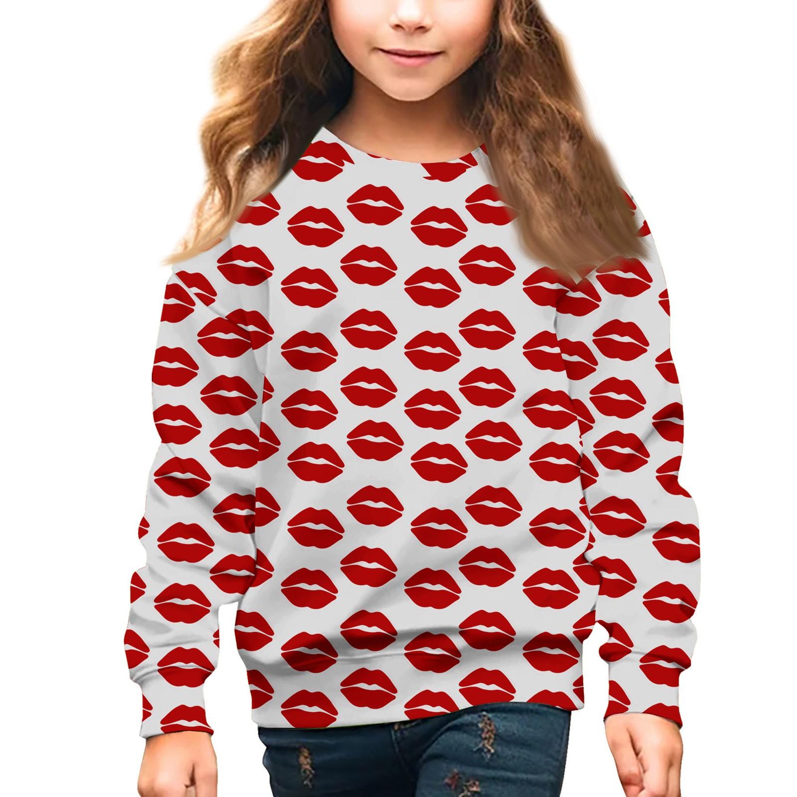 

Девочки Круглый вырез Пуловеры для детей День святого Валентина Печатные топы 150