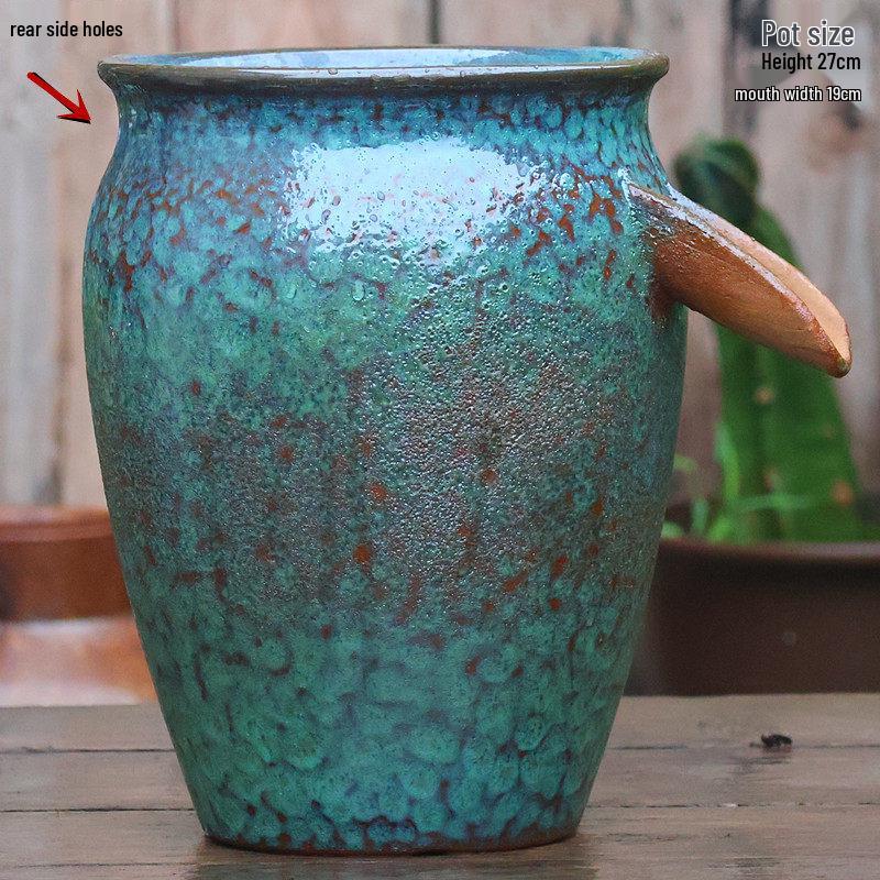 Tall Handmade Retro Chinese Hydroponic Ceramic Vase for Indoor Flower Arranging