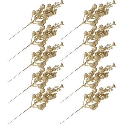 10pcs Artificial Stems Christmas Tree Decor Holiday Party Xmas Winter Diy Berry Picks Simulation Berries Branches