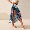 Women's Fashion Casual Printed Slit Ruffle High Waisted Fluttering Shorts Skirt
