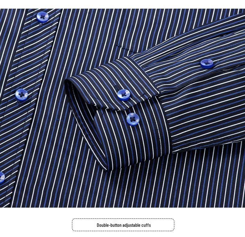 Cămașă cu mâneci lungi cu dungi pentru bărbați, mărime plus: Casual, Respirabil, Tiv drept pentru persoane de vârstă mijlocie și vârstnice