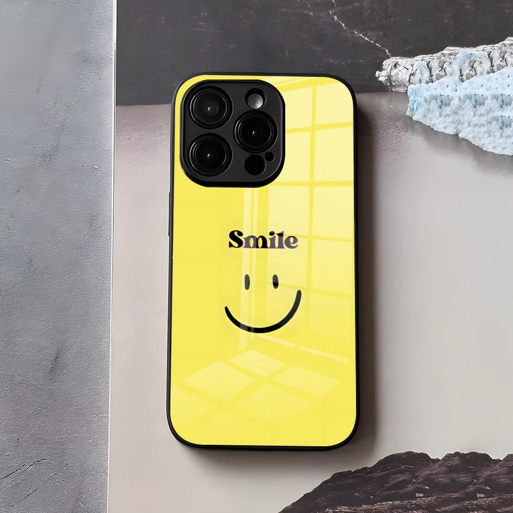Anime Smile Phone Case For IPhone 17 Air 16 E Pro Max 15 14 13 Mini 12 Pro 11 Max Plus Black Glass Cover