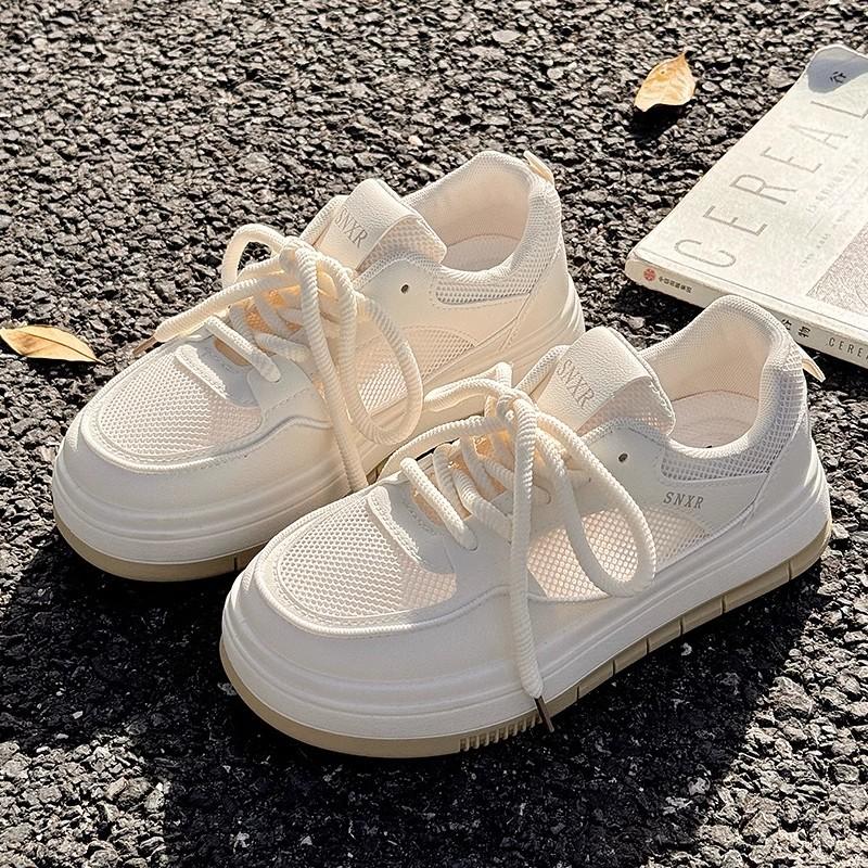 Daddy shoes women's 2025 new spring thick-soled heightening casual shoes muffin shoes little white shoes original design sense