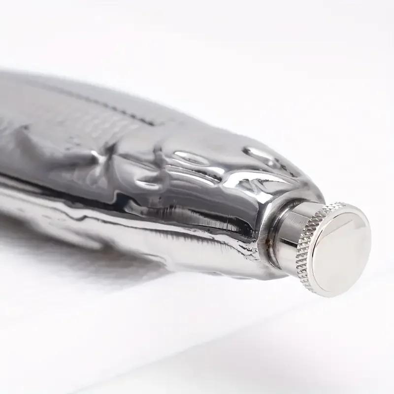 Top Quality 1Pc 140ml Portable Trout-Shaped Wine Flask for Outdoor Camping, 304 Stainless Steel Fish Design Travel Bottle