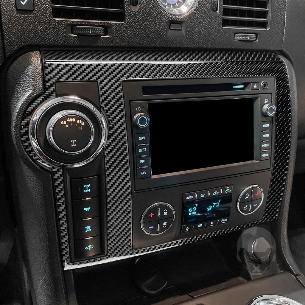 For Hummer H2 2008 2009 Carbon Fiber Central Control Radio CD AC Navigation Screen Frame Panel Cover Car Accessories Sticker