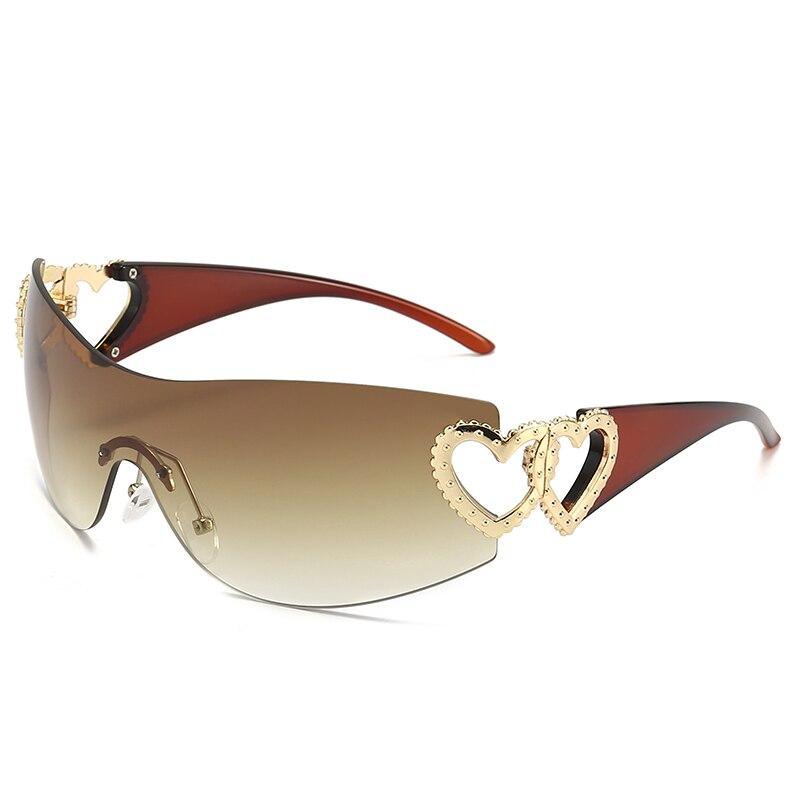 Women Fashion Trend Sunglasses Rimless One Piece Luxury Sunglasses Driving Travel Glasses
