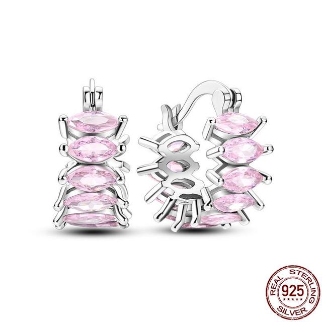 100 % echte 925 Silber Ohrringe Schneeflocke Zirkon Herzform Gold Roségold Zirkon Schmuck funkelnden Creolen Anhänger