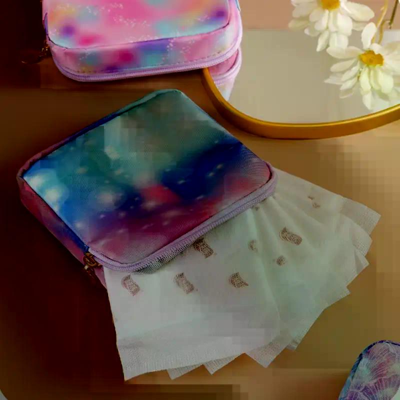 Borsa Porta Assorbenti con Gradiente, Pochette Mestruale Portatile, Organizer Impermeabile per Cosmetici per Tampax Assorbenti, Mini Custodia per Auricolari