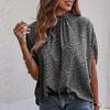 Elegant Summer Chiffon Leopard Print Women Bat Sleeve Blouses Shirt Top Strap
