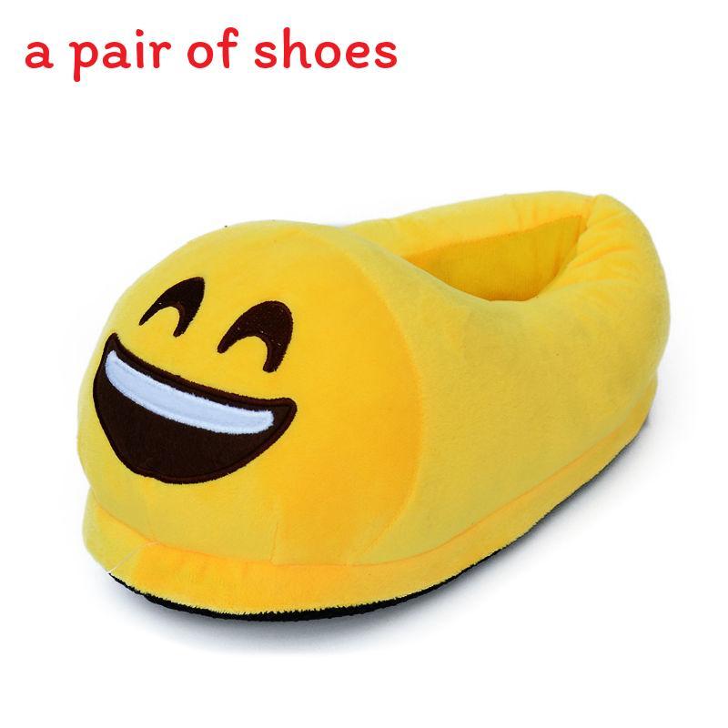 Emoji Plush Slippers With Nonslip Rubber Sole For Home Comfort And Relaxation