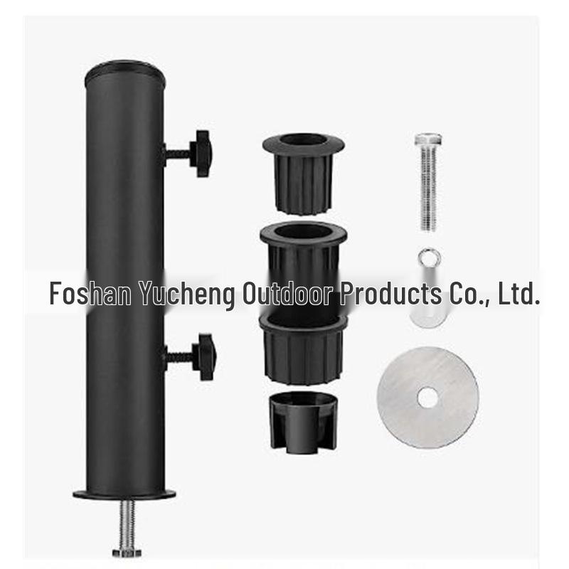 Grande Ombrellone da Esterno con Base in Cemento Nero da 30 cm e Manicotto per Supporto