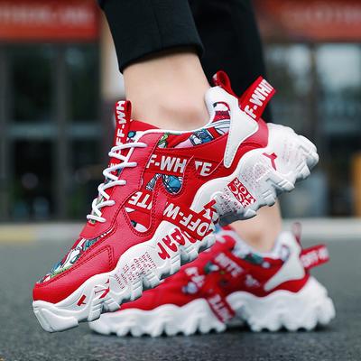 MCTIN Damen-Sportschuhe mit Graffiti-Print, modische Schnür-Sneaker mit niedrigem Plateau, lässige Skateschuhe für Herren