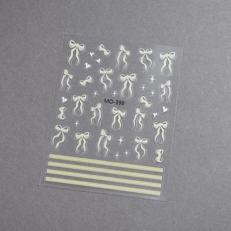 3D White Ballet Bows & Ribbons Nail Stickers