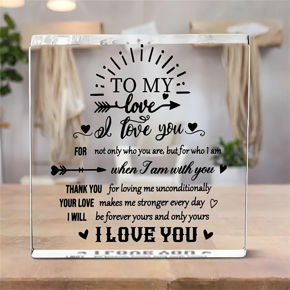 1pc Acrylic Heart-Shaped Nameplate with Romantic Quotes, "I Love You" Souvenir, Unique Gift for Couples, Indoor Decor, Anniversary, Birthday 
