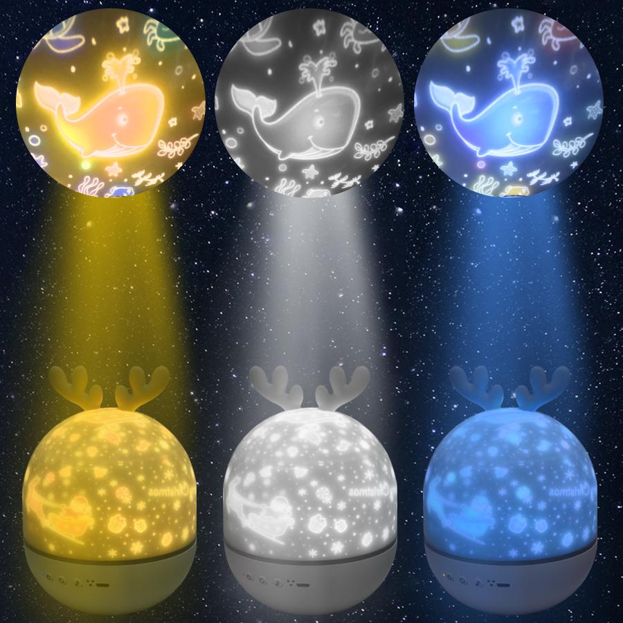Starry Sky Projector Bluetooth Speaker Deer USB Bedroom Night Lights Speaker Starry Sky Star Rotate Bedroom Bedside Decor Lamp
