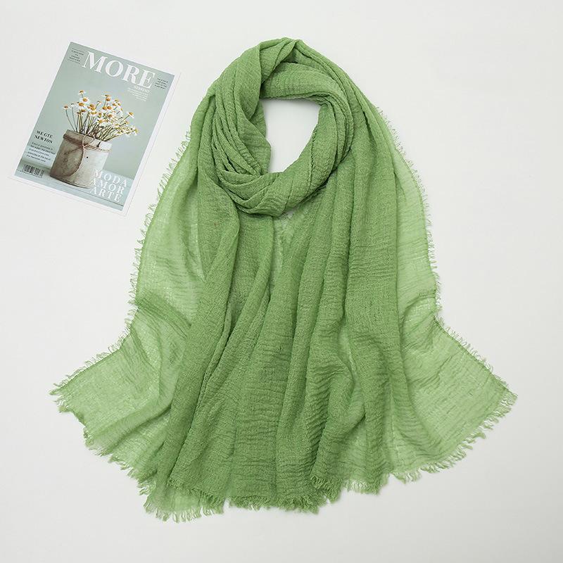 Hot-selling New Simple Solid Color Wrinkled Cotton and Linen Scarf, Soft and Skin-friendly In Winter, Warm Scarf Women