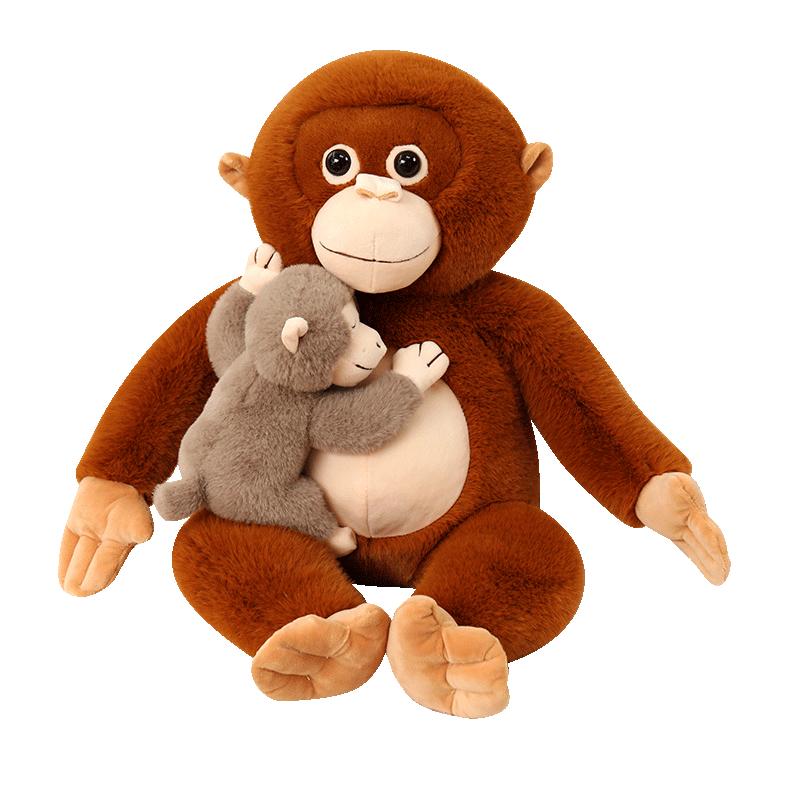 50cm Cute Mother Kid Gorilla Plush Toy Soft Stuffed Animal Pillow Doll Home Room Decoration Birthday Gift Boys Girls Warm Cuddle