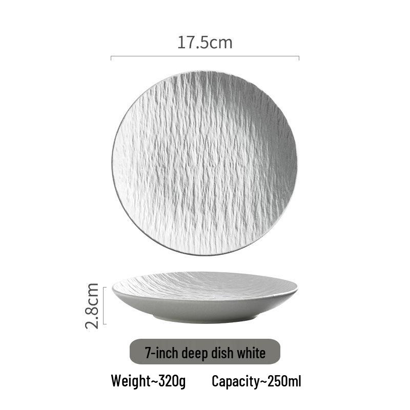 Japanese Rock Pattern Ceramic Dinner Plate – High-End Steak & Salad Dish