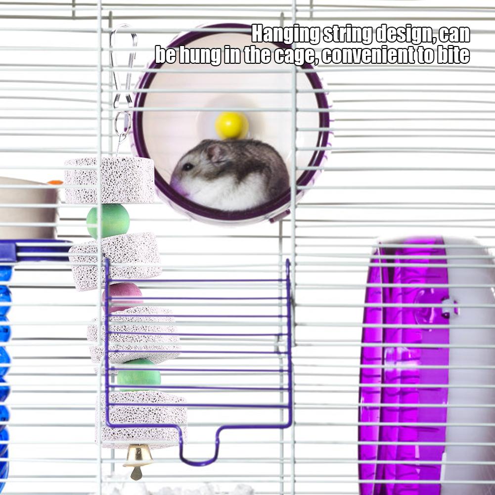 Parrot Bird Teeth Grinding Stone Mouth Molar Cage Hamster Chinchilla Hanging String Chewing Toy