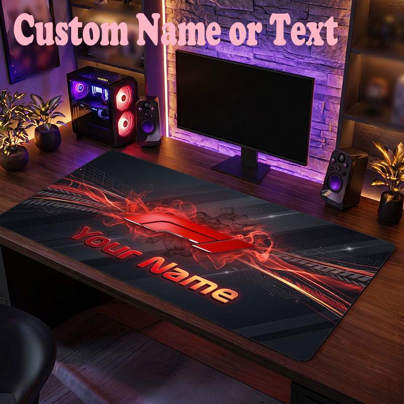 F1 Customized Name Text Mouse Pad, Large Desk Mouse Mat Personalized Home Office Present