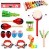 Montessori Wooden Music Instruments Set 15Pcs Preschool Educational Toys For Toddlers Kids Birthday Gifts Kinder Spielzeuge