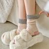 4 Paar Farbpassende Dicke Garnpunktgarn Damen Socken Dick Warm Plüsch Mid-Tube Frotteesocken Chunky Herbst- und Wintersocken