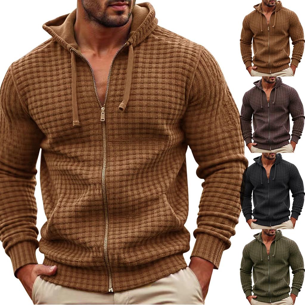 Mens Hoodies Pullover Full-Zip Long Sleeve  Knit Hooded Sweatshirt Hoodie For Men Fall Casual Clothes