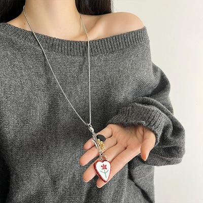 Tropfendes Öl um Mango Stern Liebe Blume Anhänger Halskette Nischendesign frisch und süß Mode schlicht vielseitige Halskette