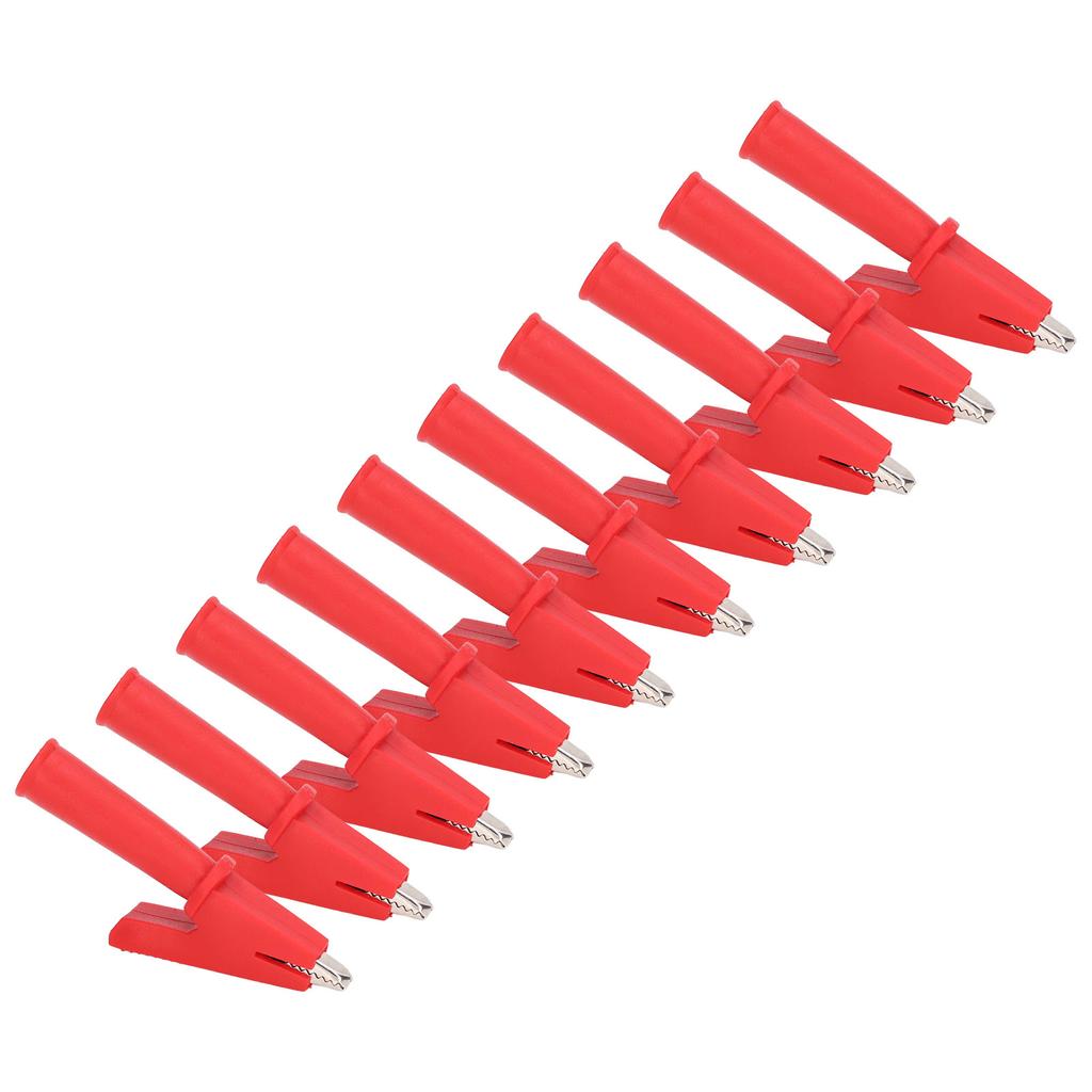 10Pcs Test   Crocodiles Clip Brass PVC Insulated Safety Multimeter Clips for 4mm Banana PlugRed