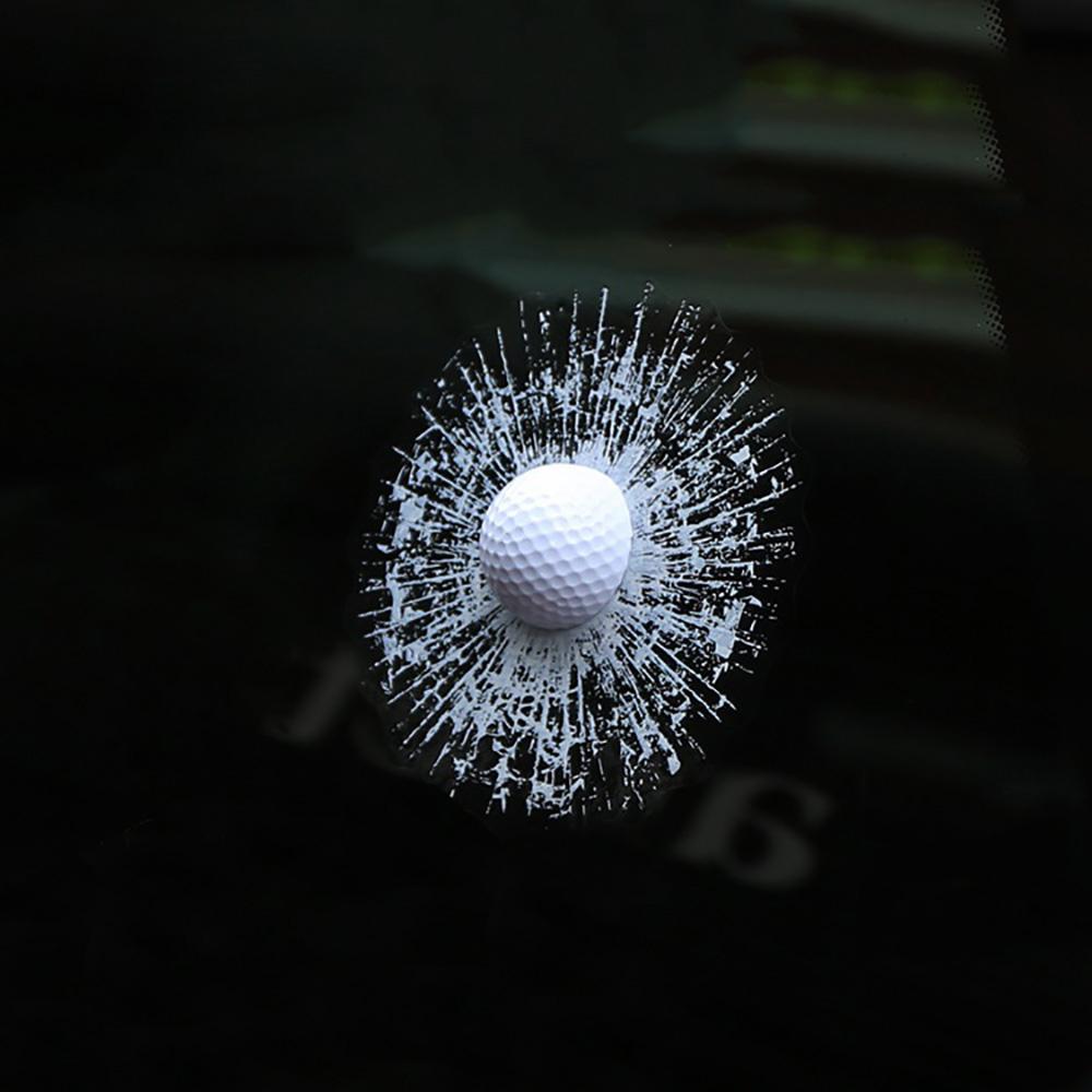 1PC Car PET 3D Sticker White Ball Hit Glass Window Windshield Sticker 15cm x15cm