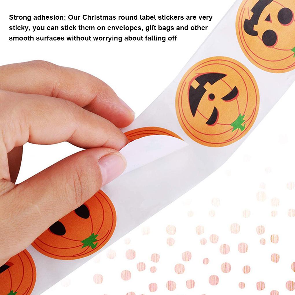 500 Pieces/roll Bag Stickers Halloween Festival Packaging Labels Pumpkin Self-adhesive Decoration Tags