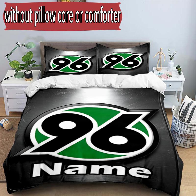 3pcs Duvet Cover Set (1*Duvet Cover + 2*Pillowcase, Without Core), Custom Name Hannover 96 Football Pattern Bedding Set, Home Bedroom Decor Gift