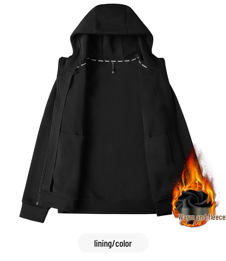 2025 Fleece-Lined Hooded Jacket: Men's Plus Size Thick Casual Sport Cardigan for Autumn/Winter