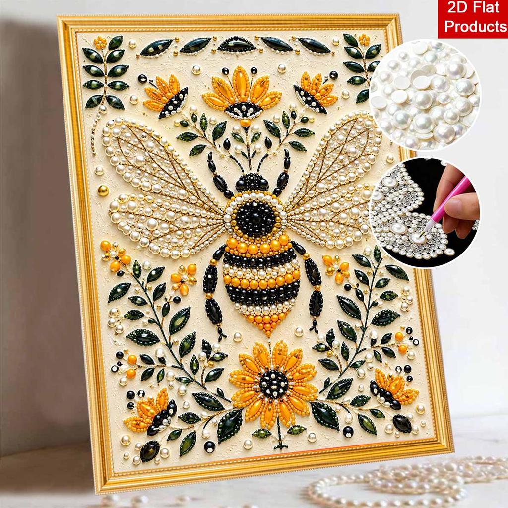 DIY Pearl and Diamond Painting Kit Bumblebee Flower. suitable for beginners. home wall decoration. handmade gift.