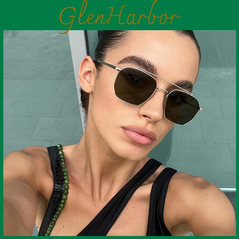 Metal Square Sunglasses Men Women Uv400 Antiglare Driving Outdoor Fashion Accessory For Travel