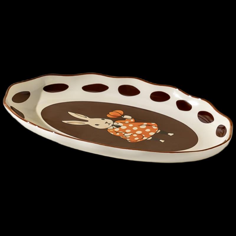 Xiani Rabbit Cartoon Ceramic 12-inch Fish Plate
