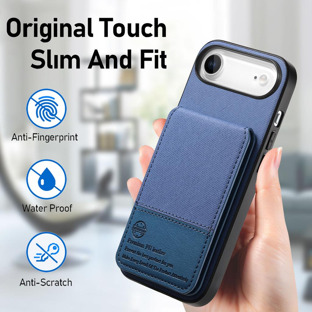 For iPhone Air Case Cloth Texture Leather+PC+TPU RFID Blocking Phone Cover with Card Holder