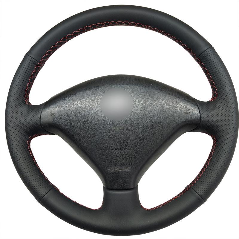 Ručně šitý potah volantu z mikrovláknové kůže pro Peugeot 307