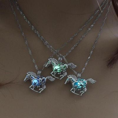 Dragon Horse Heart Glow In The Dark Pendant Necklace Women Jewelry Gift