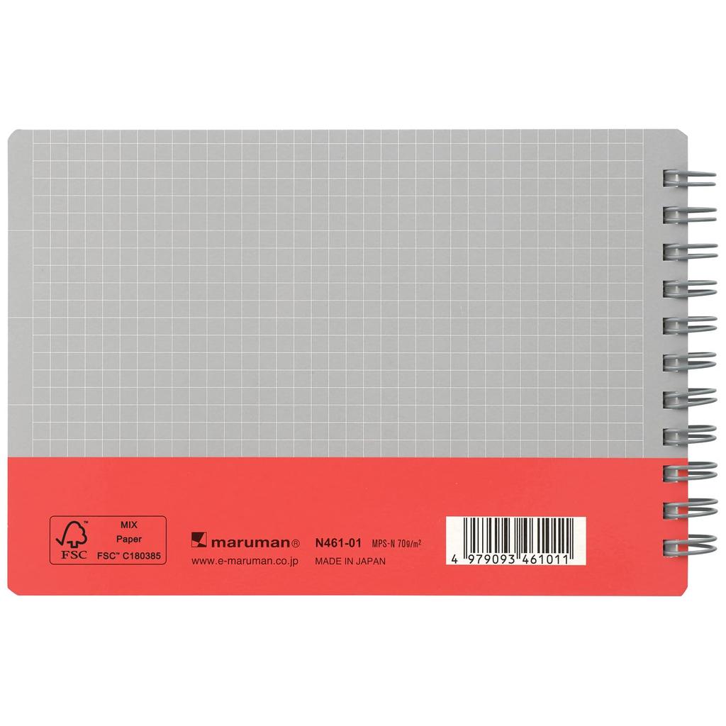 Maruman Note Ring Note Utka Pocket Size 4mm Grid Red N461-01