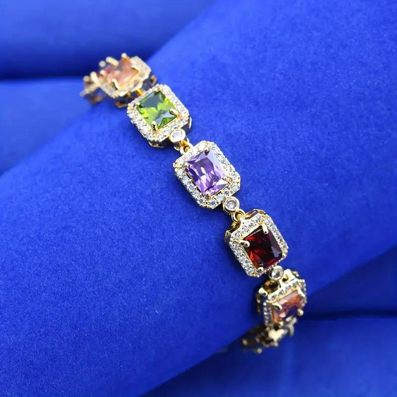 Classic Square Design Color Heavy Industry Zircon Bracelet European and American Fashion Exquisite Bracelet Niche Design 2026