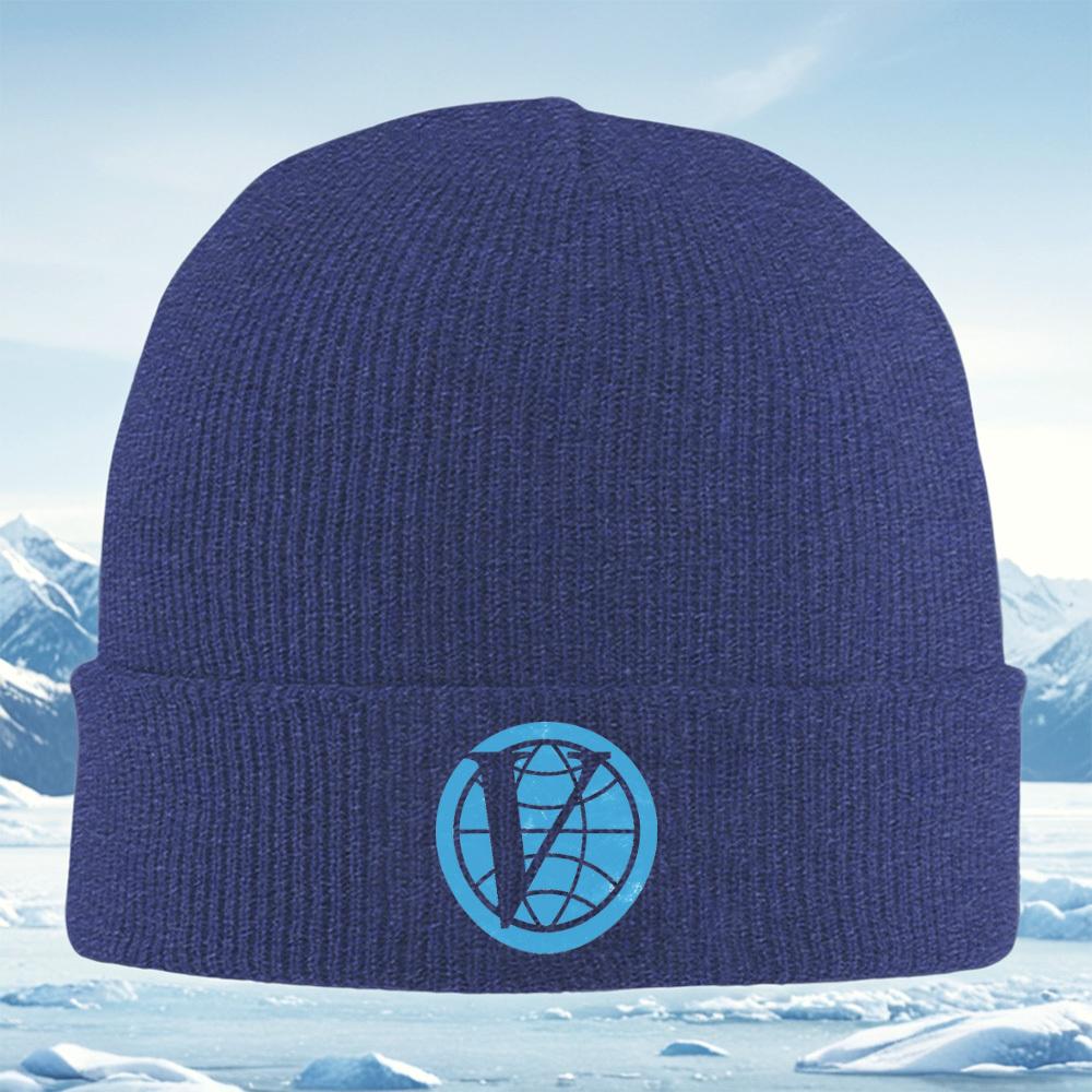 Globe logo design letter V global Men Women Unisex Knitted Hat Beanie Pullover Cap Winter Thermal Warm Christmas Outdoor Cycling