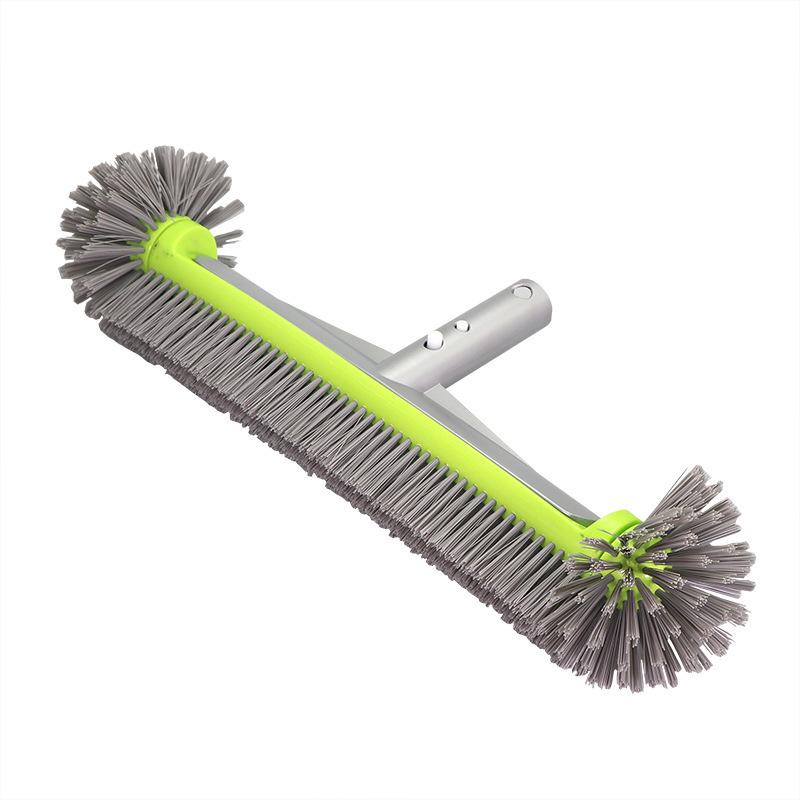 1 Piece Pool Wall Steps Corner Cleaning 45Cm Heavy Duty Aluminum Pool Brush Head With 7 Rows Nylon Bristles