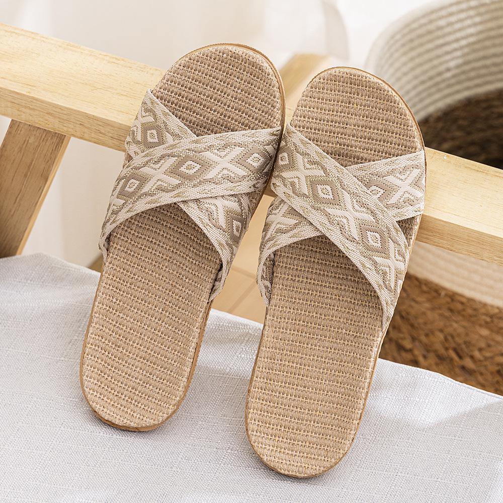 Four Seasons Women's Linen Deodorant Anti-slip Indoor/Outdoor Silent Slippers